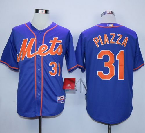 Mets #31 Mike Piazza Blue Alternate Home Stitched MLB Jersey - Click Image to Close